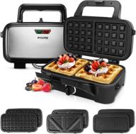 metine 3-in-1 sandwich maker waffle iron: 1200w power panini press with removable plates, temperature control and non-stick coating for perfect breakfast! логотип