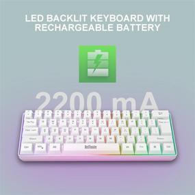 img 2 attached to 💻 Беспроводная игровая клавиатура RedThunder 60% - Bluetooth 5.0 + 2.4G, 2200мАч, перезаряжаемая, беспроводная LED-подсветка, компактные 61 клавиша, механическое ощущение, для ноутбука Mac Windows (белая)