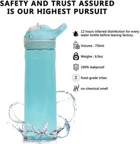 img 3 attached to 🌊 Tritan BPA-Free 26oz Water Bottle - Leakproof, One-Hand Operation, Fast Drinking - Sky Blue by DEARART