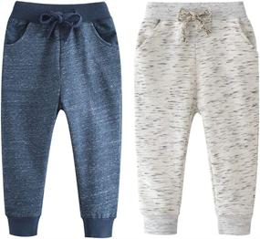 img 4 attached to Qin Orianna Sweatpants Dinosaur 2Pcs Navyblack Bluedino Boys' Clothing at Pants