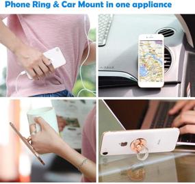 img 3 attached to 📱 2-in-1 Universal Phone Ring Holder Stand: Air Vent Car Mount & Finger Grip Ring | Compatible with iPhone X/8/7/6s/Plus, Galaxy S9/S8/S7 (Rose Gold)