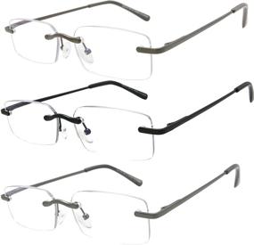 img 3 attached to 3-Pack of Anti-Glare Blue Light Blocking Rimless Computer Reading Glasses - Frameless Lightweight Eyeglasses with Filters