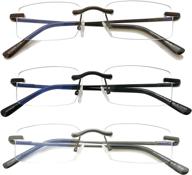 3-pack of anti-glare blue light blocking rimless computer reading glasses - frameless lightweight eyeglasses with filters logo