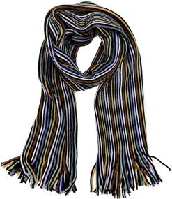 img 2 attached to 🧣 Plum Feathers Ribbed Chunky Multi Stripe Knit Scarf - Premium Quality, Enhanced SEO