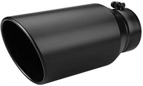 img 2 attached to 🚚 LCGP 5-Inch Inlet Diesel Universal Exhaust Tip: 7-Inch Outlet, 15-Inch Long Black Powder Coated Truck Tailtip – Premium Stainless Steel, Bolt-On