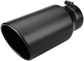 img 4 attached to 🚚 LCGP 5-Inch Inlet Diesel Universal Exhaust Tip: 7-Inch Outlet, 15-Inch Long Black Powder Coated Truck Tailtip – Premium Stainless Steel, Bolt-On