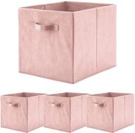 📦 beigeswan set of 4 foldable fabric storage bins - collapsible containers cubes boxes organizer in pink (13 x 15 x 13 inches) logo