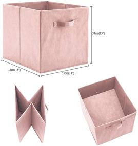 img 3 attached to 📦 BeigeSwan Set of 4 Foldable Fabric Storage Bins - Collapsible Containers Cubes Boxes Organizer in Pink (13 x 15 x 13 inches)