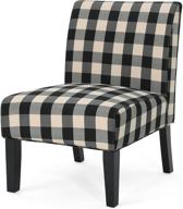 🪑 традиционное обитое фермерское плетение кресло-акцент от kendal от christopher knight home - черно-белый шахматный дизайн, матовое черное покрытие логотип