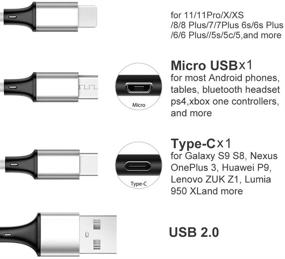 img 3 attached to Кабель зарядки для нескольких телефонов длиной 10 футов 2 шт с USB C и 🔌 Micro USB - Универсальный 3 в 1 кабель для зарядки всех ваших устройств!