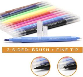 img 3 attached to 🖌 MackOffice Dual Tip Markers: Brush and Fine Point Set of 12 Unique Colors for Adult and Kid Coloring, Art Projects, Sketching, Calligraphy, Manga, Bullet Journal Planner, Calendar, and More