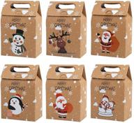 ccinee christmas treat bags - pack of 24 kraft paper gift bags for christmas party gift packaging supplies logo