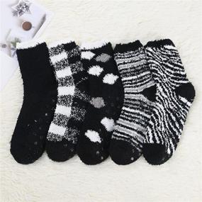 img 2 attached to 🧦 Durio Fuzzy Socks with Grips for Women - Fluffy Christmas Socks with Cute Grippers - Plush, Athletic, and Soft