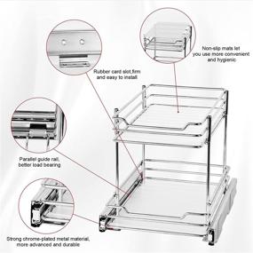 img 2 attached to Maximize Storage Space with the Tksrn Pull Out Spice Rack Organizer: 2 Tier Kitchen Cabinet and Pantry Closet storage shelf for Spices, Sauces, Food, Cans, and more!