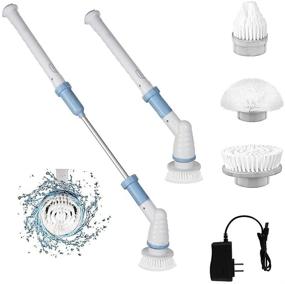 img 4 attached to 🔌 DNOSIM Electric Spin Scrubber - Cordless Grout Cleaner | 360 Power Bathroom Brush with 3 Replaceable Rotating Heads | Adjustable Extension Handle for Floor, Sink, Bathtub, Toilet - Improve SEO!