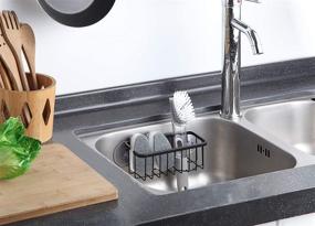 img 3 attached to 🧽 SunnyPoint NeverRust Deluxe Kitchen Sink Suction Holder for Sponges, Scrubbers, Soap, Kitchen, Bathroom, 304 Stainless Steel - Mat Black, 7.4 x 3.3 x 2.75 Inch (Sponge & Brush Excluded)