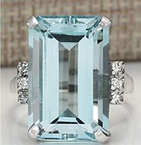 img 4 attached to 💍 Zhiwen Vintage Fashion Women's Aquamarine Gemstone Ring (Size 5-11) - 925 Silver Engagement or Wedding Jewelry (8#)