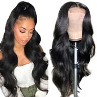 👩 lace front human hair wigs for black women: pre plucked hairline, 150% density brazilian body wave with baby hair - natural color (18 inch, 4x4 body wave) logo