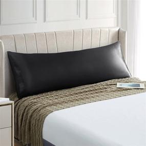 img 4 attached to EXQ Home Satin Body Pillow Cover 20x54 inches, Black - Super Soft Silky Pillowcase with Envelope Closure