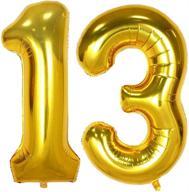 🎈 aule 40 inch jumbo gold foil mylar number balloons - perfect decorations for boy girl 13th birthday & anniversary parties! logo