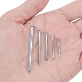 img 1 attached to HongWay 200pcs Hardware Nail Assortment Kit: Picture Hanging, Common, Finishing, Small, Brad, Galvanized, Wood Nails - 5 Sizes, Max Length 2 Inches