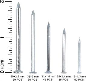 img 3 attached to HongWay 200pcs Hardware Nail Assortment Kit: Picture Hanging, Common, Finishing, Small, Brad, Galvanized, Wood Nails - 5 Sizes, Max Length 2 Inches