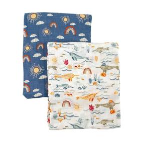 img 3 attached to 🦄 Bebe au Lait Classic Muslin Swaddle Blankets - Narwhal and Hello Sunshine: Perfect Softness and Adorable Designs!