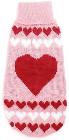 img 1 attached to ❤️ Small Pink/Red Heart Pattern Turtleneck Pet Dog Cat Doggy Sweater by Uxcell