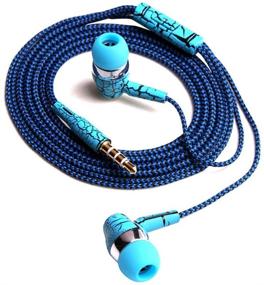 img 2 attached to Design Nylon Braided Crack Earphone Cloth Rope Earpieces Stereo Bass MP3 Music Headset With Microphone For Cellphone MP3 MP4 (Blue)