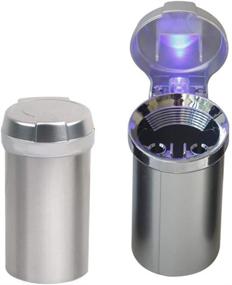 img 2 attached to 🚗 Easyinsmile Car Ashtray: Portable, Smokeless Ash Holder with Lid and Blue LED Light - Perfect for Car Cup Holder and Outdoor Use (Silver)