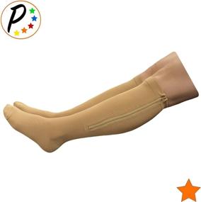 img 2 attached to 🧦 Boost Leg Circulation with Presadee Closed Toe 15-20 mmHg Zipper Moderate Compression Socks (Beige, 3XL)