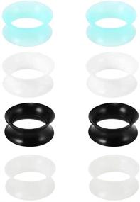 img 4 attached to 👂 Xpircn 8PCS Silicone Ear Tunnels: Double Flared Gauges for Stylish Ear Piercing Jewelry