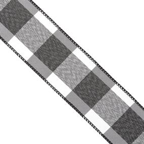 img 2 attached to Edged Black White Checked Ribbon