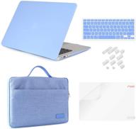 icasso macbook air 11 inch case bundle: ultra slim hard 👉 cover, canvas sleeve, screen protector, keyboard cover & dust plug - serenity blue logo