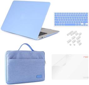 img 4 attached to iCasso MacBook Air 11 Inch Case Bundle: Ultra Slim Hard 👉 Cover, Canvas Sleeve, Screen Protector, Keyboard Cover & Dust Plug - Serenity Blue