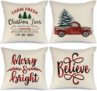 🎅 aeney christmas decorations pillow covers 18x18 set of 4 - marry bright buffalo plaid christmas pillows for winter holiday xmas, farmhouse christmas decor with red truck design - couch throw pillows a277 logo