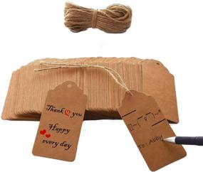 img 4 attached to 🏷️ Premium Kraft Paper Tags with Free Jute Twine – 120 PCS, Personalized for Name Tags, Gift Bags, Thank You Notes – 1.96 x 3.93 inch