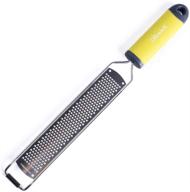 dflowerk lemon citrus zester cheese grater - razor sharp stainless steel blade - protective cover - ideal for lemon, parmesan cheese, chocolate, nutmeg, garlic, ginger (yellow) logo