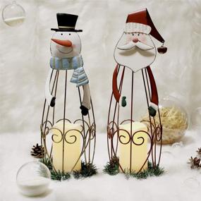 img 4 attached to Улучшите новогодний декор с помощью набора из 2 светодиодных новогодних свечных фонарей MorTime - металлические фонари Санта-Клауса для праздничного декора дома