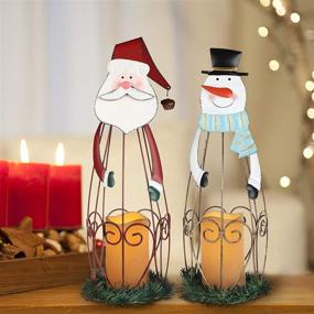 img 3 attached to Улучшите новогодний декор с помощью набора из 2 светодиодных новогодних свечных фонарей MorTime - металлические фонари Санта-Клауса для праздничного декора дома