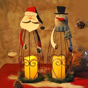 img 2 attached to Улучшите новогодний декор с помощью набора из 2 светодиодных новогодних свечных фонарей MorTime - металлические фонари Санта-Клауса для праздничного декора дома