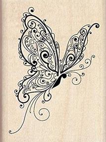 img 1 attached to Inkadinkado Patterned Butterfly Wood Stamp - Ideal for Scrapbooking - 2.25'' Width x 3'' Length