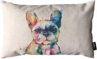 🐶 ekobla watercolor french bulldog hand drawn paint puppy funny animal cute lovely pet rectangular throw pillow cover for couch sofa home decor cotton linen - 12x20 inch логотип