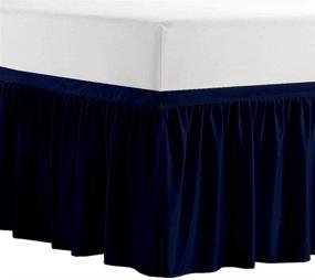 img 1 attached to 🛏️ Extra Long Dorm Room Bed Skirt Panel for Twin or Twin-XL Size Bed - College Dorm Bed Skirt with Ruffled Design - Easy Care Machine Washable - Navy Blue Twin-XL/42 Drop