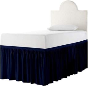 img 4 attached to 🛏️ Extra Long Dorm Room Bed Skirt Panel for Twin or Twin-XL Size Bed - College Dorm Bed Skirt with Ruffled Design - Easy Care Machine Washable - Navy Blue Twin-XL/42 Drop