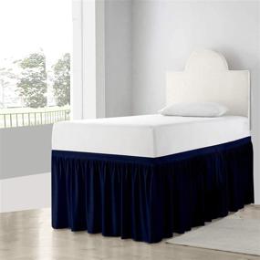 img 3 attached to 🛏️ Extra Long Dorm Room Bed Skirt Panel for Twin or Twin-XL Size Bed - College Dorm Bed Skirt with Ruffled Design - Easy Care Machine Washable - Navy Blue Twin-XL/42 Drop
