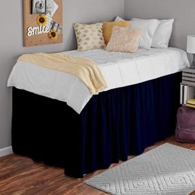 img 2 attached to 🛏️ Extra Long Dorm Room Bed Skirt Panel for Twin or Twin-XL Size Bed - College Dorm Bed Skirt with Ruffled Design - Easy Care Machine Washable - Navy Blue Twin-XL/42 Drop