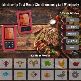 img 2 attached to 🔥 ENZOO Wireless Meat Thermometer - 4 Probes, Wireless Digital Grilling Thermometer for Cooking, Smoking, BBQ, Oven - Barbecue Thermometer with Calibration, 500FT Remote Range, Alert, Timer - Enhance Your Culinary Experience!