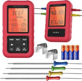 img 4 attached to 🔥 ENZOO Wireless Meat Thermometer - 4 Probes, Wireless Digital Grilling Thermometer for Cooking, Smoking, BBQ, Oven - Barbecue Thermometer with Calibration, 500FT Remote Range, Alert, Timer - Enhance Your Culinary Experience!