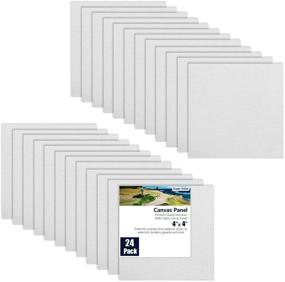 img 1 attached to LANIAKEA 24-Pack 4X4 Inch Mini Canvas Panel Boards - Blank Primed Painting Board 1/8 Inch Thickness - Artist Cotton Canvas Boards for Acrylic, Oils, and Water Painting